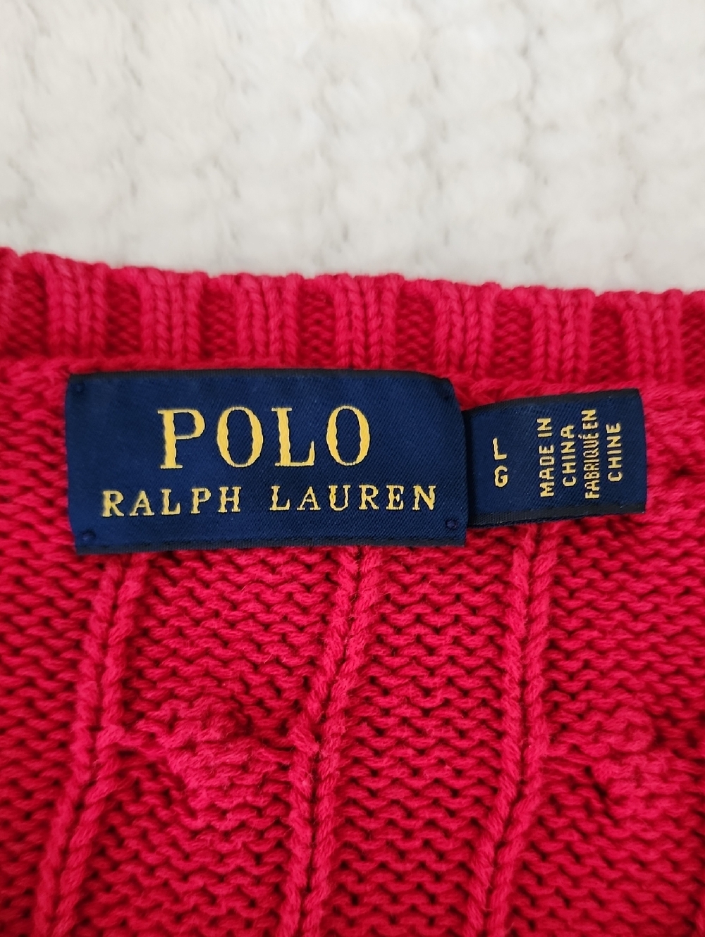 Ralph Lauren Women’s Red Cable-Knit Crewneck Sweater - Picture 5 of 5